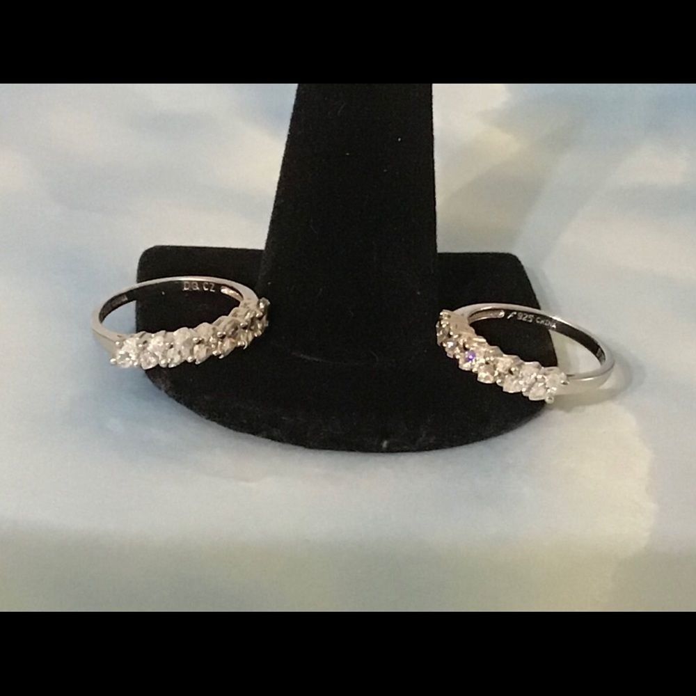 Pair Of Diamonique Bands In Sterling Silver 125$